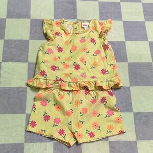 Little Lass Yellow Floral Set with Pink Accents